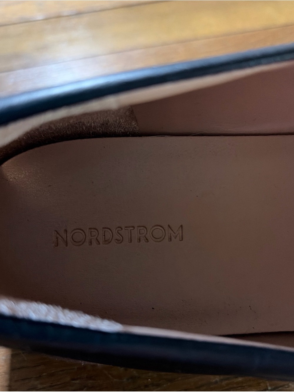 Nordstrom Black Leather Loafers with Silver Chain and Ribbon - Picture 7 of 8